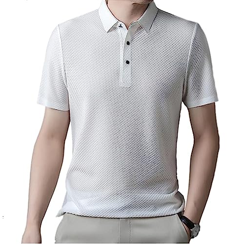 Men's Mesh Ice Silk Short-Sleeved T-Shirt,Kurzarm-T-Shirt Aus Mesh-Eisseide, Men's Ice Silk Business Shirt, Sommerkühlung, Kurzärmlig, Lässiges, Bequemes Kurzarmhemd Für Erwachsene von Akayoo