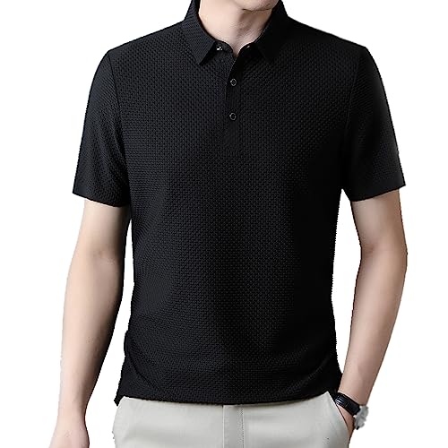 Men's Mesh Ice Silk Short-Sleeved T-Shirt,Kurzarm-T-Shirt Aus Mesh-Eisseide, Men's Ice Silk Business Shirt, Sommerkühlung, Kurzärmlig, Lässiges, Bequemes Kurzarmhemd Für Erwachsene von Akayoo