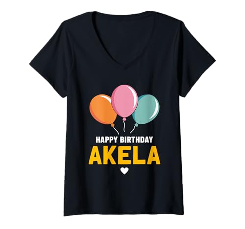 Damen Alles Gute zum Geburtstag Akela T-Shirt mit V-Ausschnitt Damen Alles Gute zum Geburtstag Akela T-Shirt mit V-Ausschnitt von Akela Spruch für Geburtstag