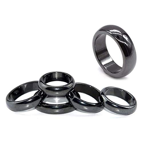 Akemaio 5Pcs Hämatit Ring Angst Gleichgewicht Wurzel-Chakra absorbiert Negative Energie-Finger-Ringe Frauen Männer (7#) von Akemaio
