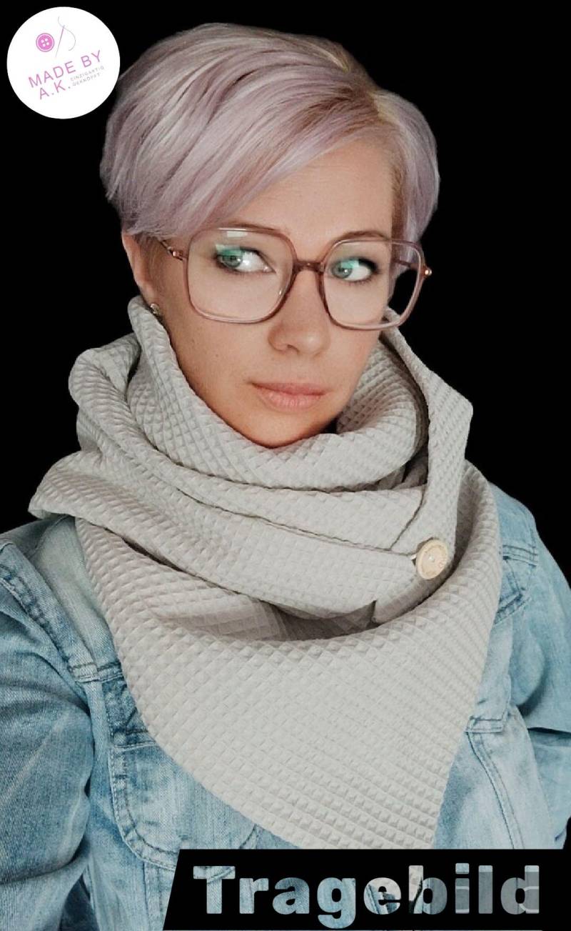 Waffeltuch Tuch Aus Waffelstoff Dreieckstuch Wickelhalstuch Halstuch Schal Mit Knopf Waffelpique von WolkenlosbyAK