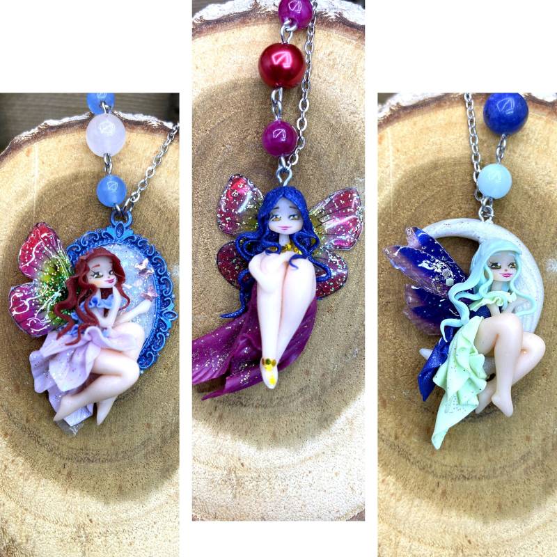 Personalisierte Feen-Halskette - Handgefertigter Polymer-Ton-Schmuck Silberne Oder Bronzefarbene Edelstahlkette Kawaii-/Fantasy-Geschenk Personalisierte Feen-Halskette - Handgefertigter Polymer-Ton-Schmuck Silberne Oder Bronzefarbene Edelstahlkette Kawaii-/Fantasy-Geschenk von AkikosWorld
