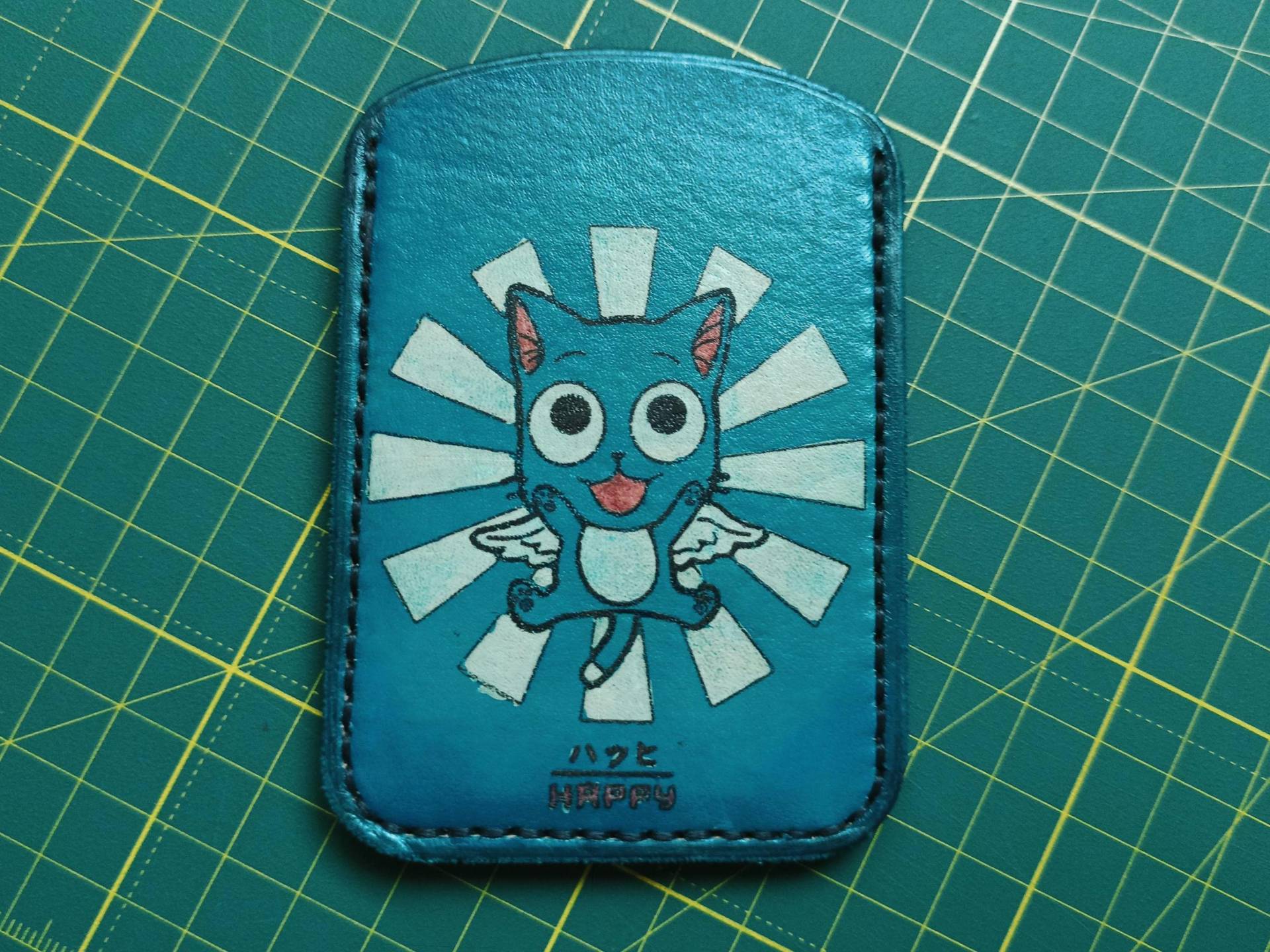 Handgemachte Fairy Tail Geldbörse | Happy Anime Kartenhalter Aus Leder von Akileathercraft