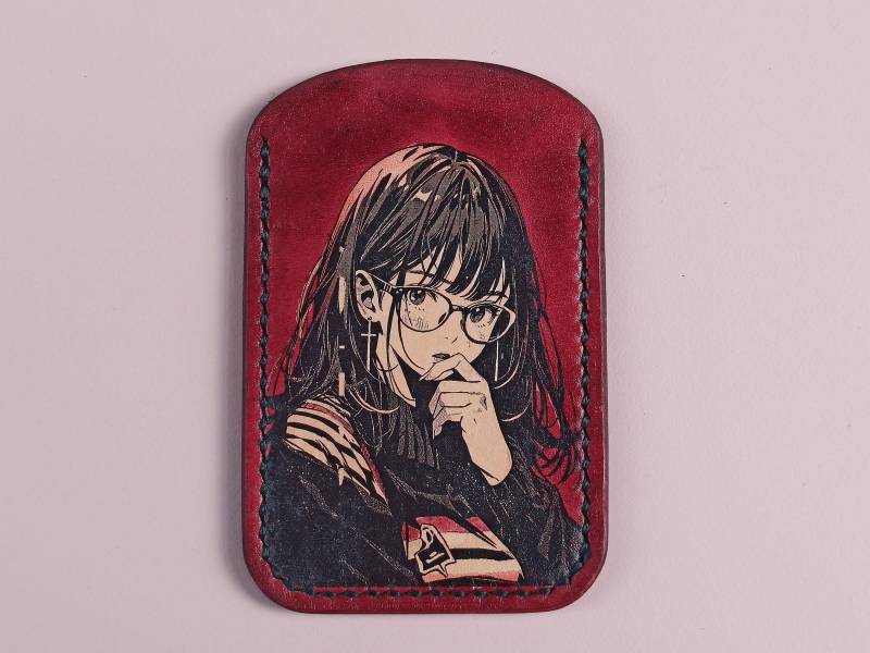 Kartenhalter Aus Leder Im Anime Stil. Handgefertigt. Aus Echtem von Akileathercraft