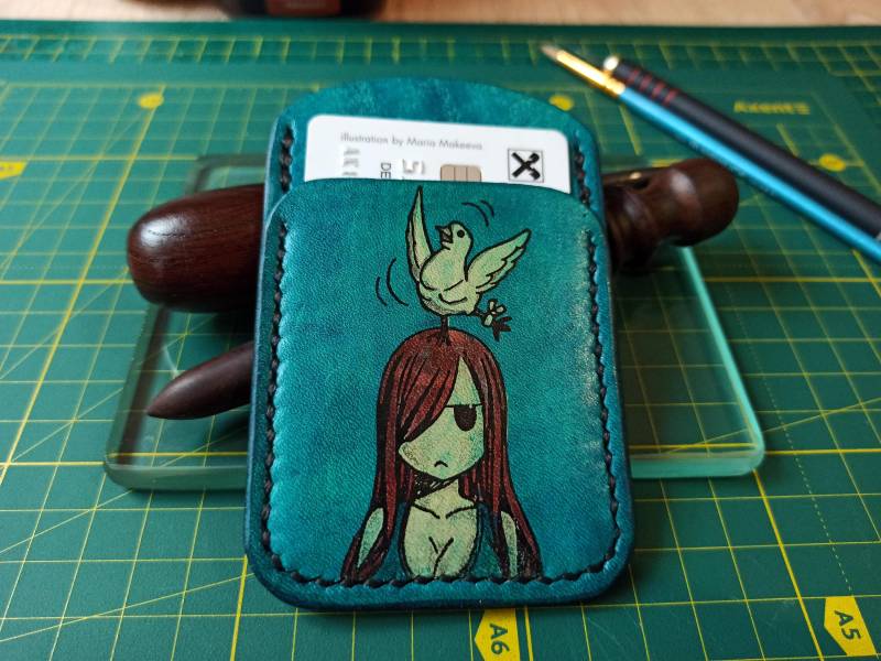 Kartenhalter Aus Leder Im Anime Stil. Handgefertigt. Aus Echtem von Akileathercraft