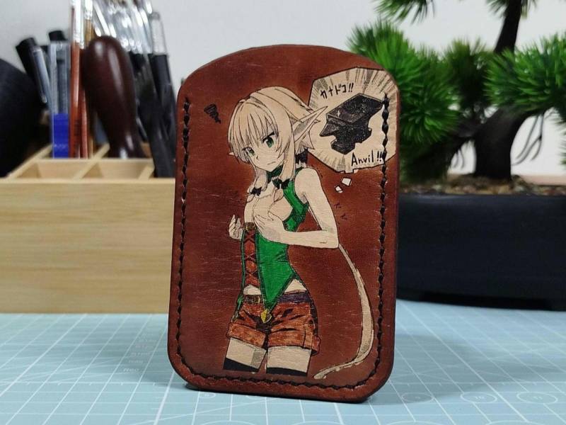 Kartenhalter Aus Leder Im Anime Stil. Handgefertigt. Aus Echtem von Akileathercraft