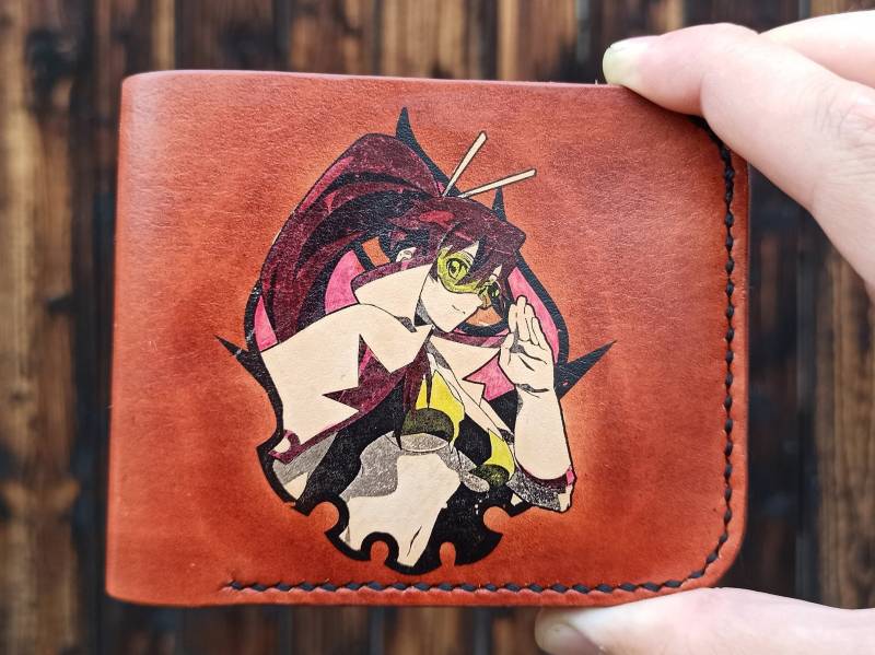 Leder Geldbeutel Im Anime Stil. Handgefertigt. Aus Echtem von Akileathercraft