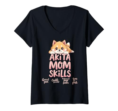 Damen Lustiges Akita Mom Dog Akita Inu Humor Zitat T-Shirt mit V-Ausschnitt Damen Lustiges Akita Mom Dog Akita Inu Humor Zitat T-Shirt mit V-Ausschnitt von Akita Inu Fun Designs