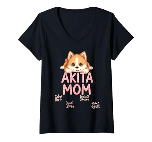Damen Lustiges Akita Mom Dog Akita Inu Humor Zitat T-Shirt mit V-Ausschnitt Damen Lustiges Akita Mom Dog Akita Inu Humor Zitat T-Shirt mit V-Ausschnitt von Akita Inu Fun Designs