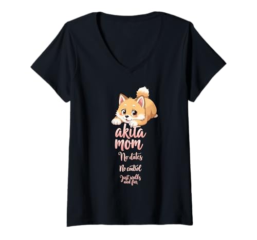 Damen Lustiges Akita Mom Dog Akita Inu Humor Zitat T-Shirt mit V-Ausschnitt Damen Lustiges Akita Mom Dog Akita Inu Humor Zitat T-Shirt mit V-Ausschnitt von Akita Inu Fun Designs