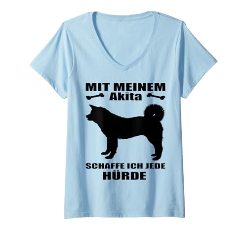 Damen Akita Inu japanischer Akita Hund T-Shirt mit V-Ausschnitt Damen Akita Inu japanischer Akita Hund T-Shirt mit V-Ausschnitt von Akita Inu japanischer Akita Hund