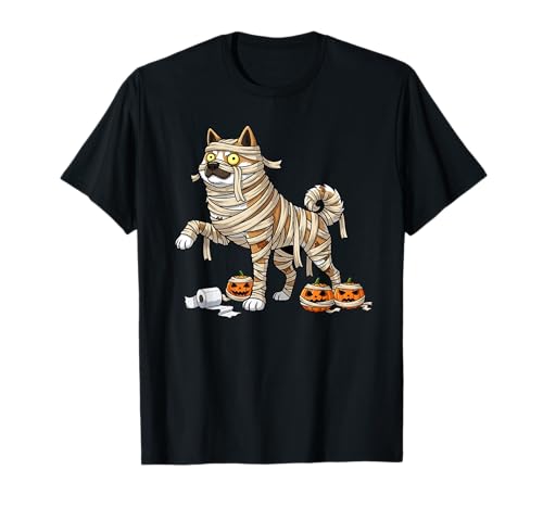 Lustiger Akita Mummy Kürbis Halloween Kinder Herren Damen T-Shirt von Akita Lovers Cute Halloween Outfits for Boy Girl