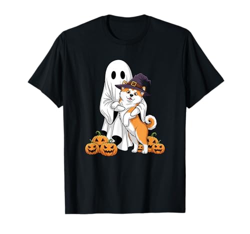 Lustiger Geist Akita Kürbis Halloween Kinder Herren Damen T-Shirt von Akita Lovers Cute Halloween Outfits for Boy Girl