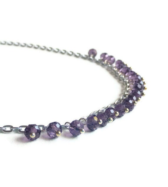 Lila Silber Lila Kristallhalskette Perlen Halskette Erklärung Frauen Modeschmuck von AkitlaFlair