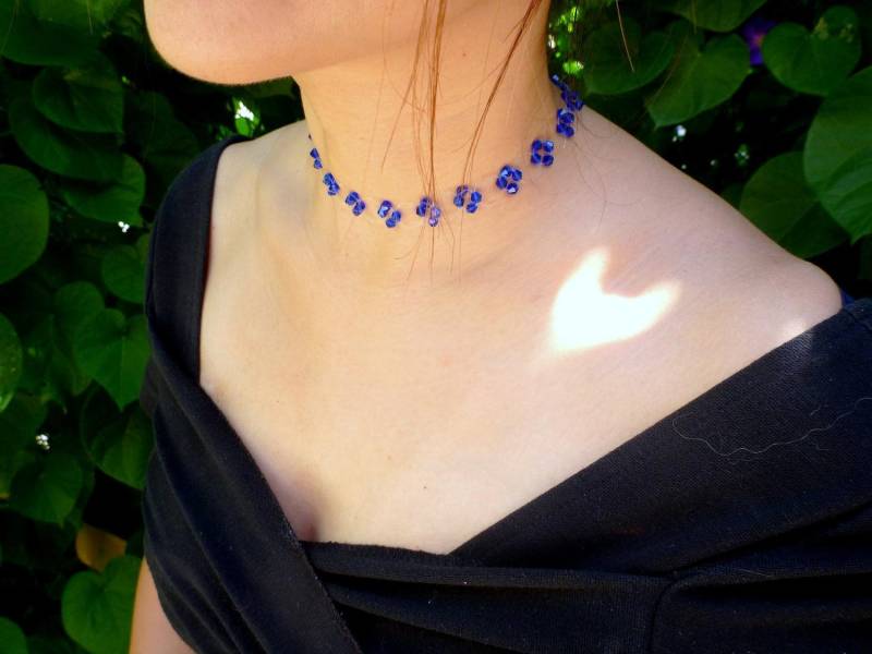 Perlen Blau Halsband Saphir Kristall Halskette Collier Frauen Teens Mode Schmuck von AkitlaFlair