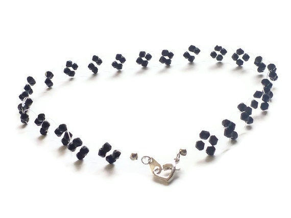 Schwarze Perlen Halsband Schwarz Halskette Kristall Verstellbar Halsbandschwarz Armband Frauen Teens Mode Schmuck von AkitlaFlair