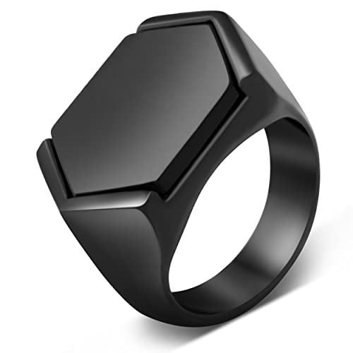 Akitsune Abyssum Ring | Kompass Karte Nord Nautisch Ring Herren Edelstahl Designer Mattschwarz - Schwarz- US 11 von Akitsune