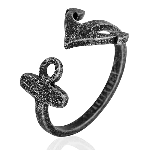 Akitsune Anker Ring | Maritimer Design-Ring Frauen Herren Edelstahl Meer Ozean Modeschmuck - Antiksilber - US 12 von Akitsune