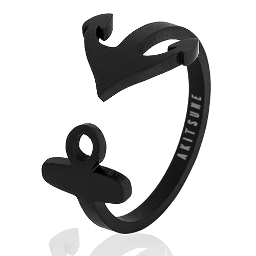 Akitsune Anker Ring | Maritimer Design-Ring Frauen Herren Edelstahl Meer Ozean Modeschmuck - Mattschwarz - US 12 Akitsune Anker Ring | Maritimer Design-Ring Frauen Herren Edelstahl Meer Ozean Modeschmuck - Mattschwarz - US 12 von Akitsune
