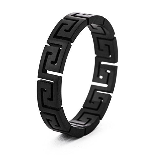 Akitsune Argius Ring | Eleganter Damen Ring mit Griechischen Ornament Muster | Design-Ring für Frauen und Herren Edelstahl Filigran Mäander - Mattschwarz - US 9 Akitsune Argius Ring | Eleganter Damen Ring mit Griechischen Ornament Muster | Design-Ring für Frauen und Herren Edelstahl Filigran Mäander - Mattschwarz - US 9 von Akitsune