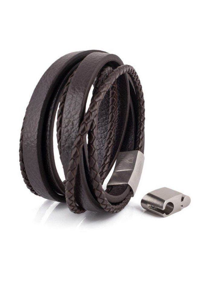 Akitsune Armband Dark Matter Kunstleder Armband - Silber Braun 17cm von Akitsune