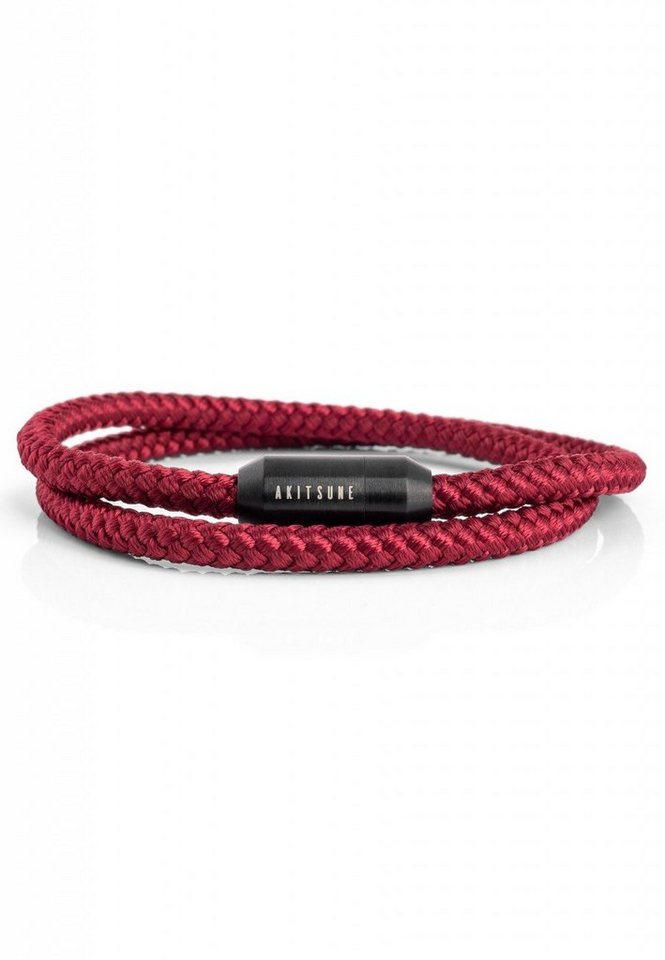 Akitsune Armband Mare Nylon Bracelet Mattschwarz - Burgundy 19 cm von Akitsune