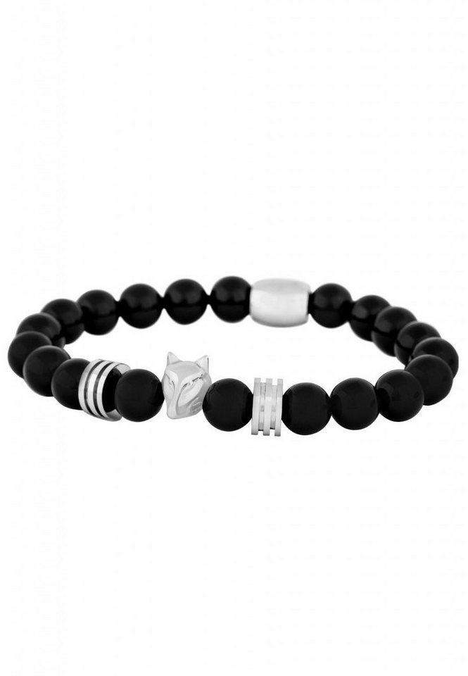 Akitsune Armband Obsidius Beaded Armband Silber - Schwarz 20cm von Akitsune