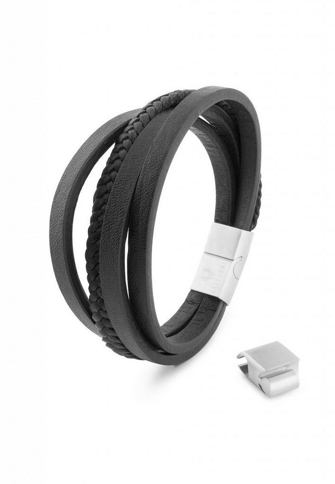 Akitsune Armband Pathfinder Kunstleder Armband - Silber Schwarz 23cm von Akitsune