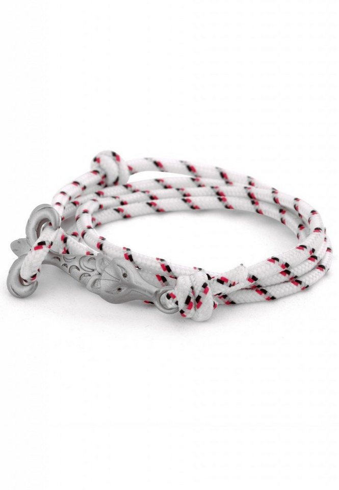 Akitsune Armband Vulpes Maritimes Armband Doppel Gewickelt Silber - Weiß-Blau-Rot von Akitsune