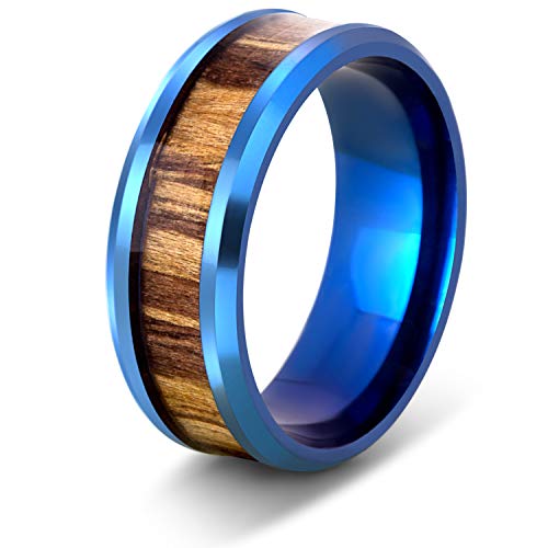 Akitsune Byakko Ring | Damen Herren Holz Edelstahl Designer Carbid Blau-Holz - US 12 von Akitsune