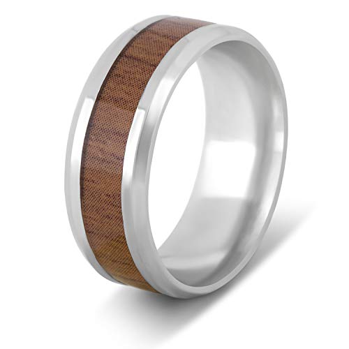 Akitsune Byakko Ring | Damen Herren Holz Edelstahl Designer Carbid Silber-Holz - US 6 von Akitsune