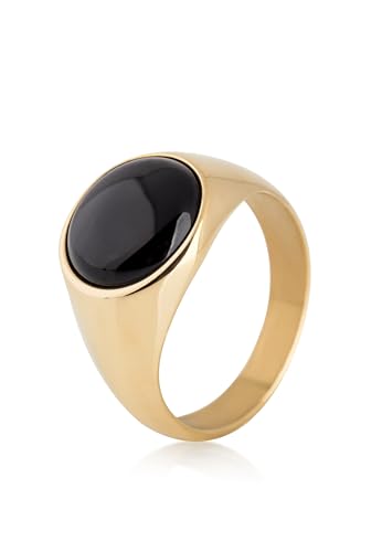 Akitsune Coruscent Ring | Minimalistischer Siegelring mit Halbedelstein Herren-Ring Edelstahl Designer Gold-Onyx - US 8 Akitsune Coruscent Ring | Minimalistischer Siegelring mit Halbedelstein Herren-Ring Edelstahl Designer Gold-Onyx - US 8 von Akitsune