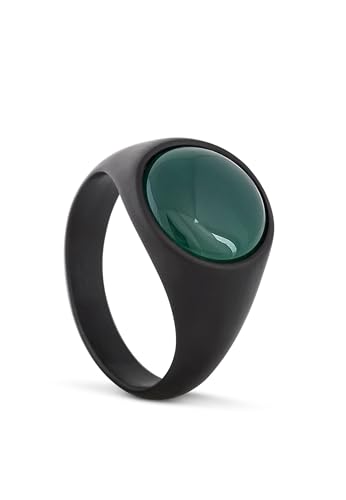 Akitsune Coruscent Ring | Minimalistischer Siegelring mit Halbedelstein Herren-Ring Edelstahl Designer Mattschwarz-Jade - US 11 Akitsune Coruscent Ring | Minimalistischer Siegelring mit Halbedelstein Herren-Ring Edelstahl Designer Mattschwarz-Jade - US 11 von Akitsune