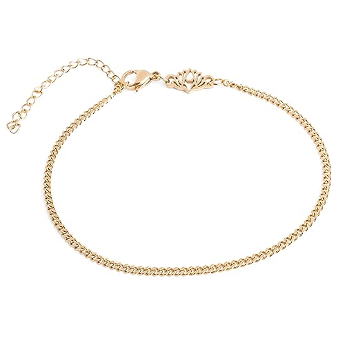 Akitsune Cuban Kettenglieder-Armband | 2 mm Durchmesser | Herren Damen Kette Edelstahl Karabiner Minimalist - Gold 20 cm von Akitsune