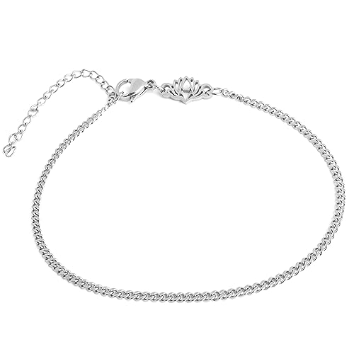 Akitsune Cuban Kettenglieder-Armband | 2 mm Durchmesser | Herren Damen Kette Edelstahl Karabiner Minimalist - Silber 18 cm von Akitsune