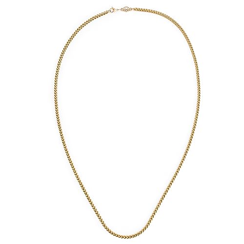 Akitsune Franco Kette 50 cm lang | 3 mm breit | Halskette Frauen Herren Edelstahl Karabiner Wasserfeste Herrenhalskette - Gold von Akitsune