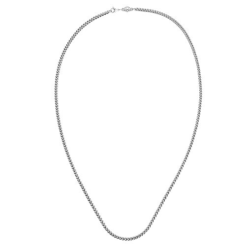 Akitsune Franco Kette 60 cm lang | 3 mm breit | Halskette Frauen Herren Edelstahl Karabiner Wasserfeste Herrenhalskette - Silber von Akitsune