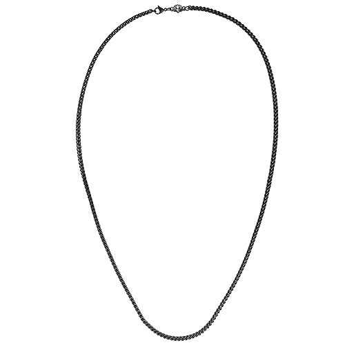 Akitsune Franco Kette 70 cm lang | 3 mm breit | Halskette Frauen Herren Edelstahl Karabiner Wasserfeste Herrenhalskette - Mattschwarz Akitsune Franco Kette 70 cm lang | 3 mm breit | Halskette Frauen Herren Edelstahl Karabiner Wasserfeste Herrenhalskette - Mattschwarz von Akitsune