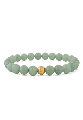 Akitsune Globae Perlen-Armband | Armschmuck Damen Herren Beads Halbedelstein Spirituell Energie Stein - Aventurin Grün - 18cm von Akitsune