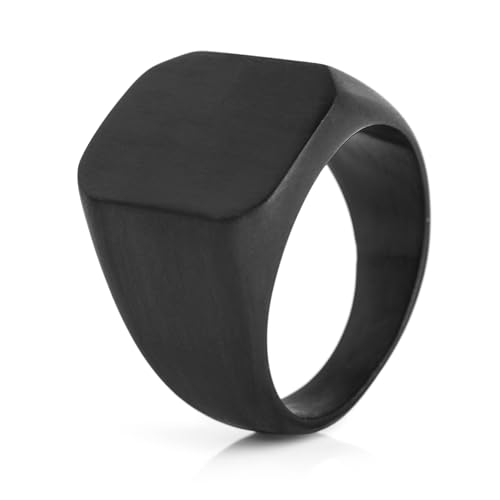 Akitsune Iustitia Ring | Design-Ring Frauen Herren Schlicht Edelstahl Minimalistisch - Mattschwarz - US 11 von Akitsune