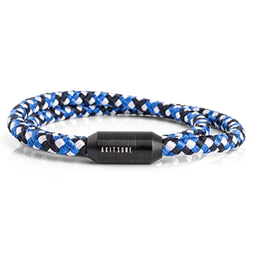 Akitsune Mare Segeltau Nylonarmband | 5 mm breit | Magnetischer Kapselverschluss Doppelt Gewickelt Damen Herren Maritim - Mattschwarz-Blau-Weiß 41 cm Akitsune Mare Segeltau Nylonarmband | 5 mm breit | Magnetischer Kapselverschluss Doppelt Gewickelt Damen Herren Maritim - Mattschwarz-Blau-Weiß 41 cm von Akitsune