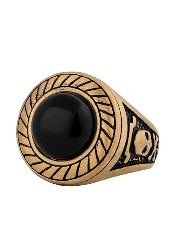 Akitsune Mortis Ring | Ornament Design-Ring Frauen Herren Edelstahl Groß Kreuzfahrer Siegel - Matt-Gold - US 7 von Akitsune