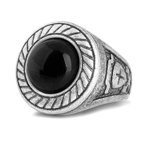 Akitsune Mortis Ring | Ornament Design-Ring Frauen Herren Edelstahl Groß Kreuzfahrer Siegel - Silber - US 9 von Akitsune
