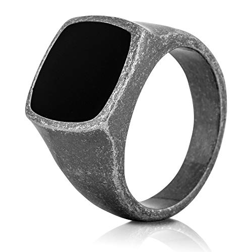 Akitsune Opus Ring | Design-Ring Frauen Herren Edelstahl Groß Minimalistisch Siegel - Antik Silber - US 10 von Akitsune