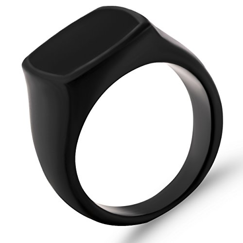 Akitsune Opus Ring | Design-Ring Frauen Herren Edelstahl Groß Minimalistisch Siegel - Mattschwarz - US 7 von Akitsune