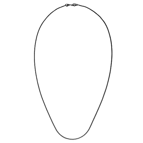 Akitsune Pearl Kette 60 cm lang | 2 mm breit | Halskette Frauen Herren Edelstahl Karabiner Wasserfeste Herrenhalskette - Mattschwarz von Akitsune