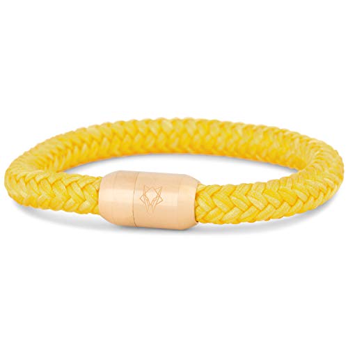 Akitsune Portus Segeltau Armband | Magnetischer Kapselverschluss Armschmuck Damen Anker Herren Maritim - Mattgold - Beige 22cm von Akitsune