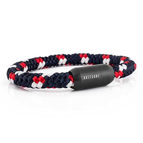 Akitsune Portus Segeltau Armband | Magnetischer Kapselverschluss Armschmuck Damen Anker Herren Maritim - Mattschwarz - Blau-Mehrfarbig 22cm Akitsune Portus Segeltau Armband | Magnetischer Kapselverschluss Armschmuck Damen Anker Herren Maritim - Mattschwarz - Blau-Mehrfarbig 22cm von Akitsune