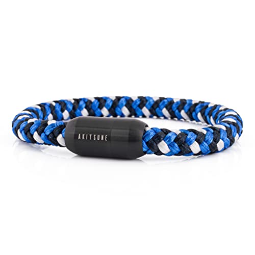 Akitsune Portus Segeltau Armband | Magnetischer Kapselverschluss Armschmuck Damen Anker Herren Maritim - Mattschwarz - Blau-Weiß 22cm Akitsune Portus Segeltau Armband | Magnetischer Kapselverschluss Armschmuck Damen Anker Herren Maritim - Mattschwarz - Blau-Weiß 22cm von Akitsune