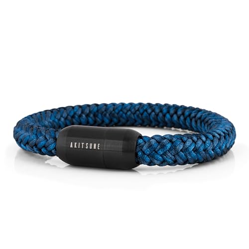 Akitsune Portus Segeltau Armband | Magnetischer Kapselverschluss Armschmuck Damen Anker Herren Maritim - Mattschwarz - Navyblau 23cm Akitsune Portus Segeltau Armband | Magnetischer Kapselverschluss Armschmuck Damen Anker Herren Maritim - Mattschwarz - Navyblau 23cm von Akitsune